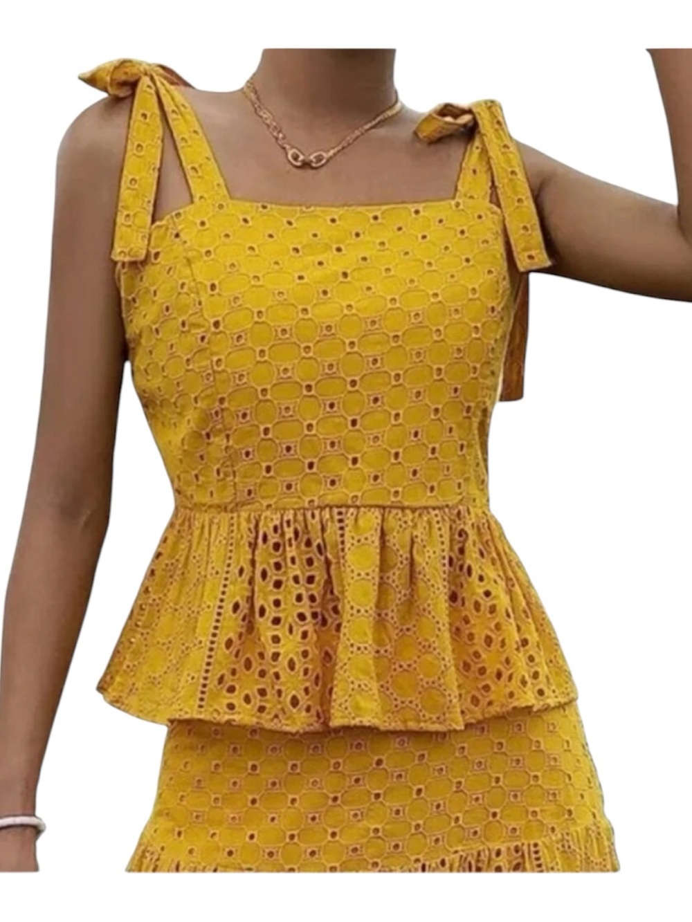 House of Harlow eyelet peplum top